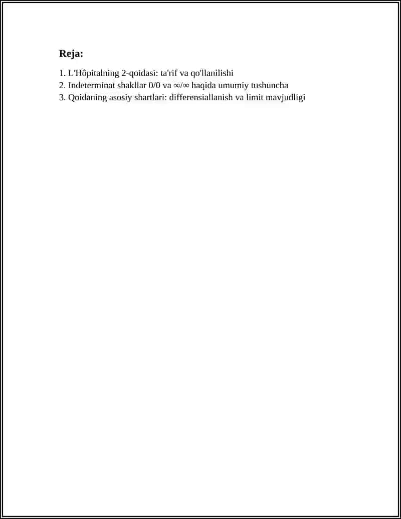 L'Hôpitalning 2-qoidasi 2
