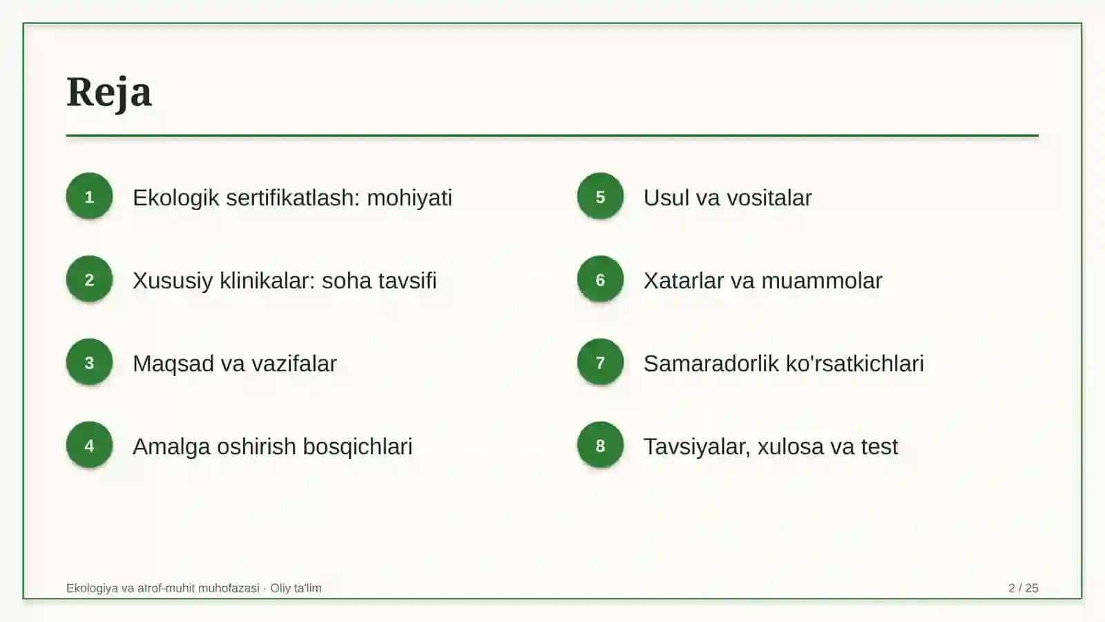Xususiy klinikalarda ekologik sertifikatlash 2
