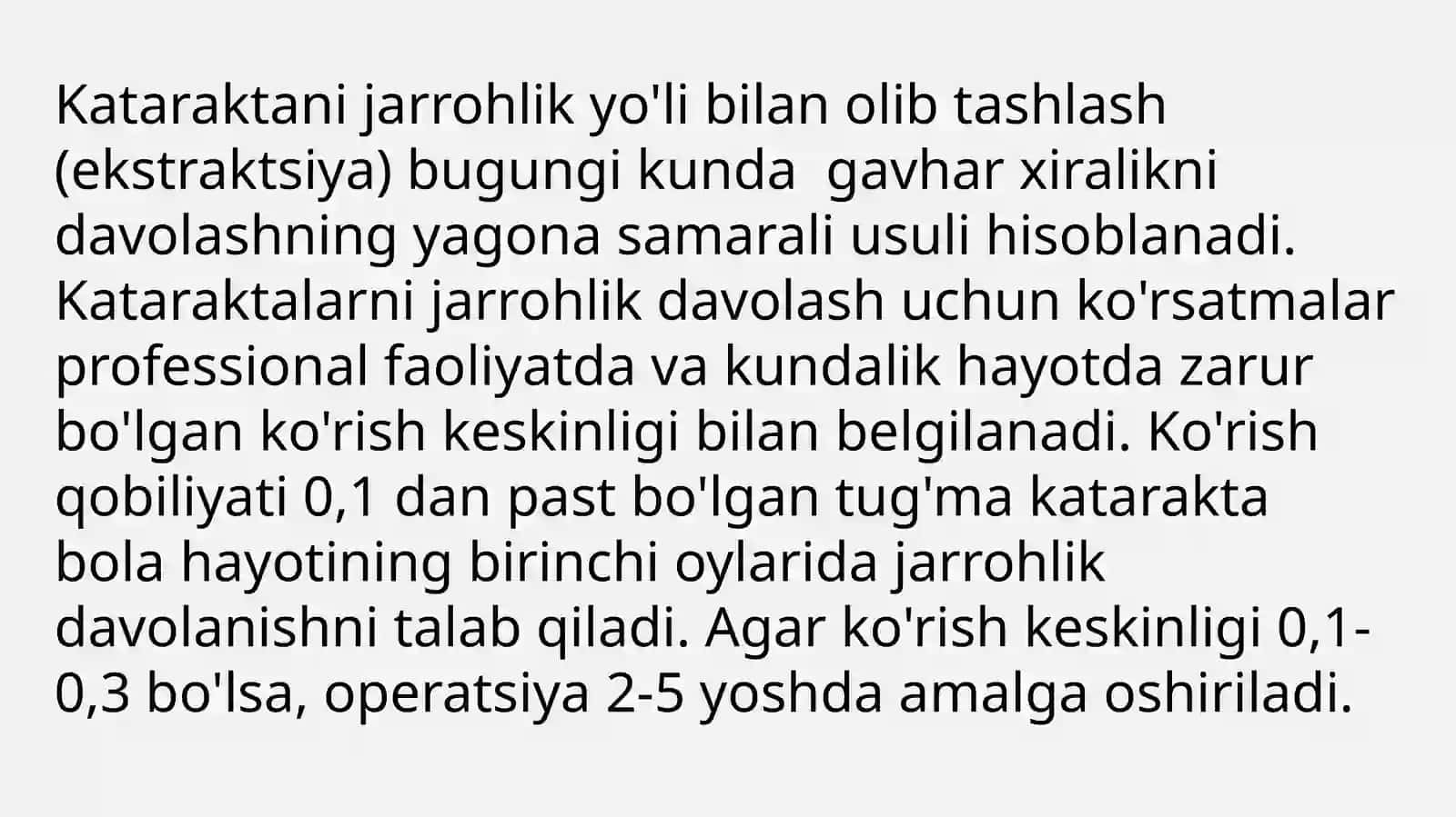 KATARAKTANI DAVOLASH TURLARI 2