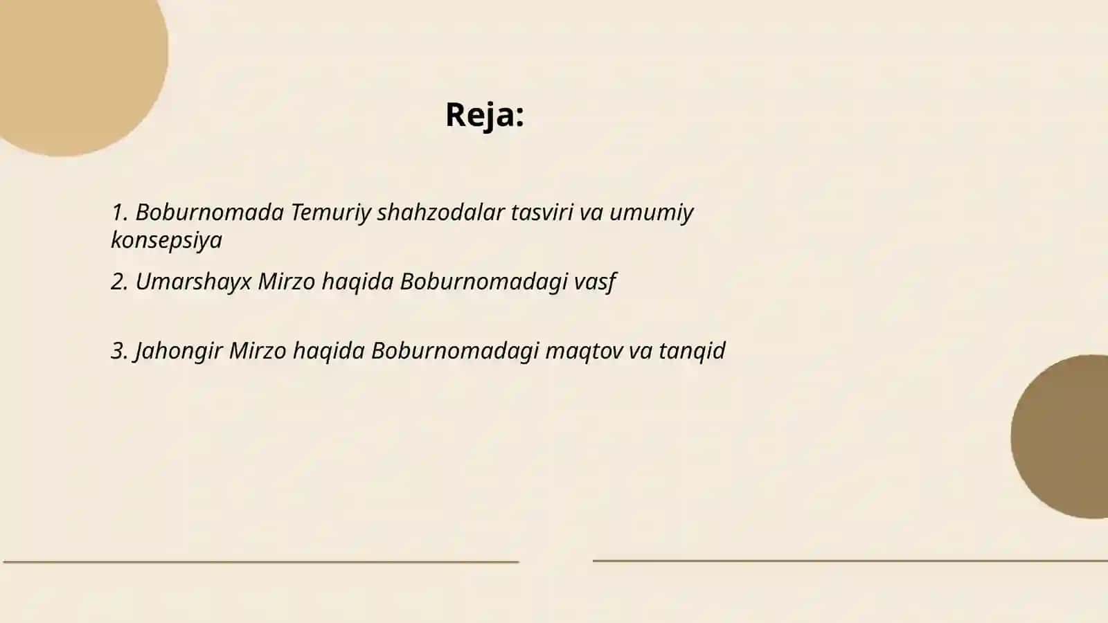 Boburnomada Temuriy shahzodalar vasfi 2