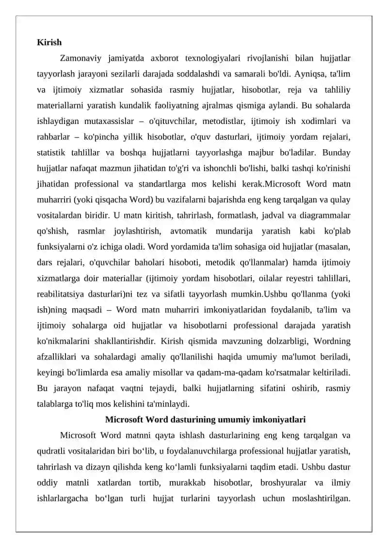 Microsoft Word matn muharriri 2