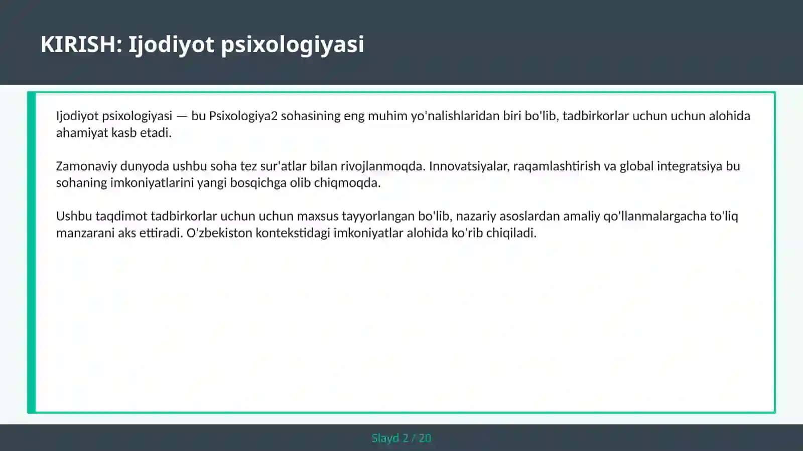 Ijodiyot psixologiyasi 2