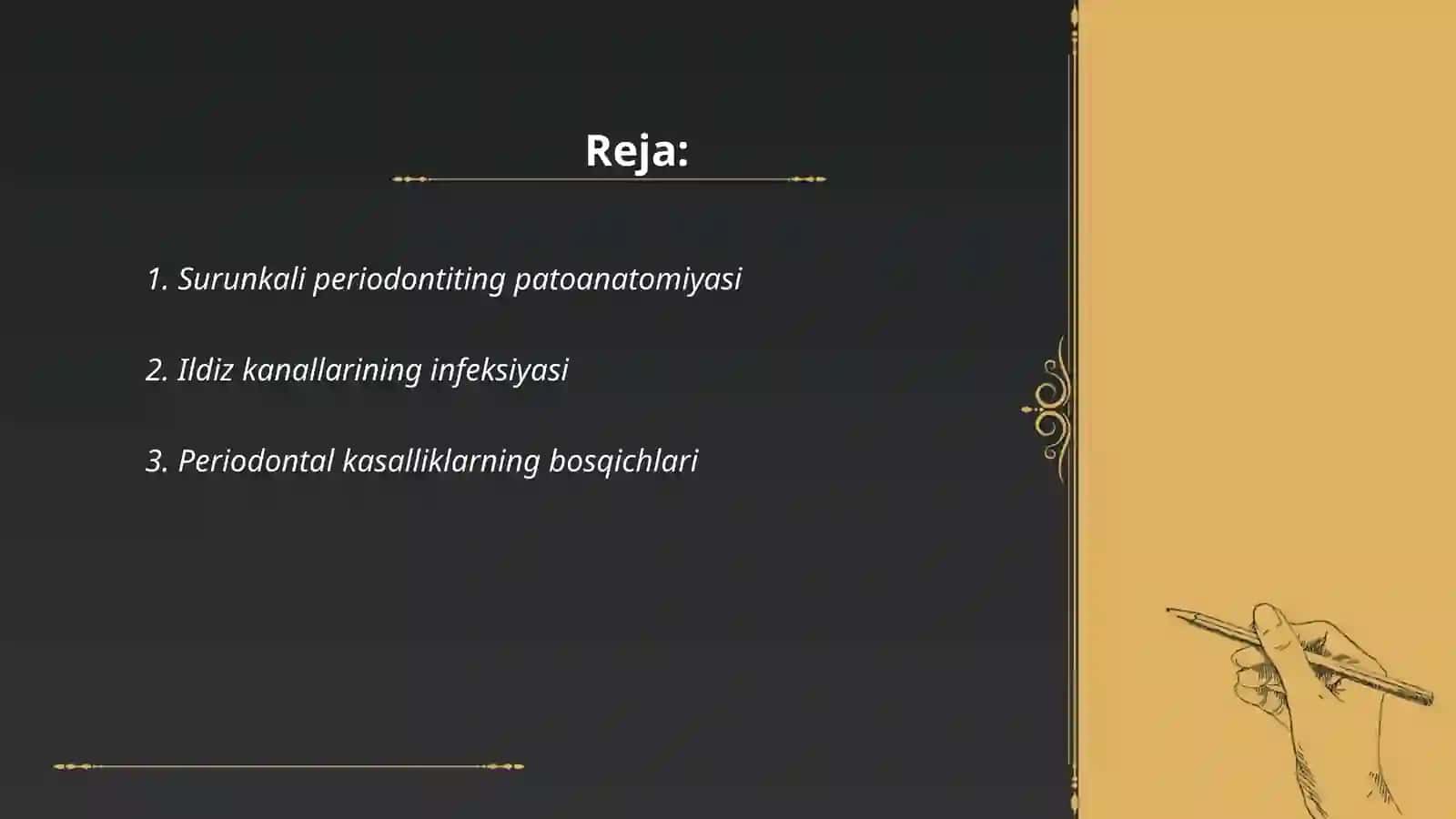 Surunkali periodontitning patologik anatomiyasi infitsirlangan ildiz kanallarini zararsizlantirish uchun ishlariladigon antiseptiklar 2