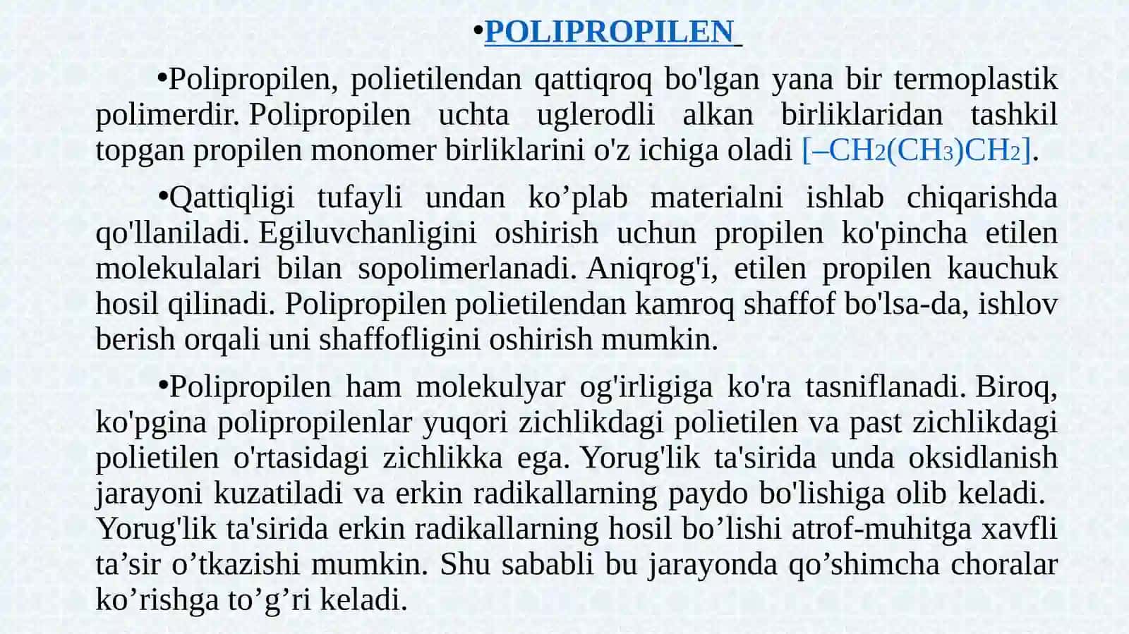 ASOSIY SINTETIK POLİMERLAR 2
