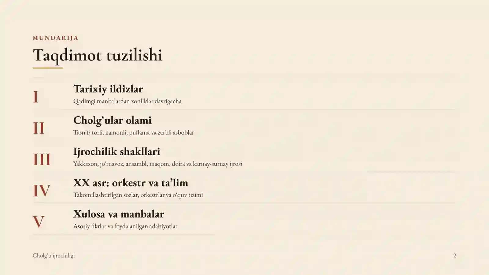 MUSIQA SANʼATI Cholgʻu ijrochiligi 2