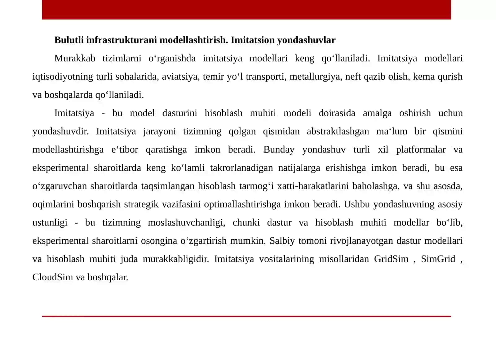 Imitatsion modellashtirish uchun JAVA til 2