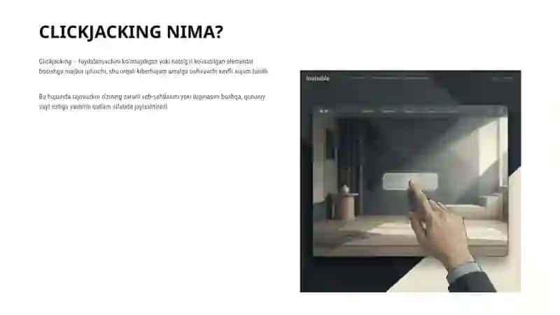 VEB HUJUMLAR: CLICKJACKING VA SESSION HIJACKING 2