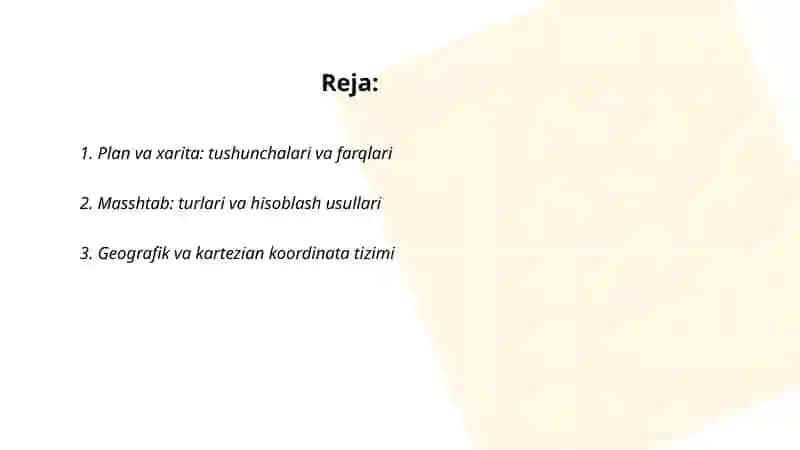 Plan va Xarita bilan ishlash 2