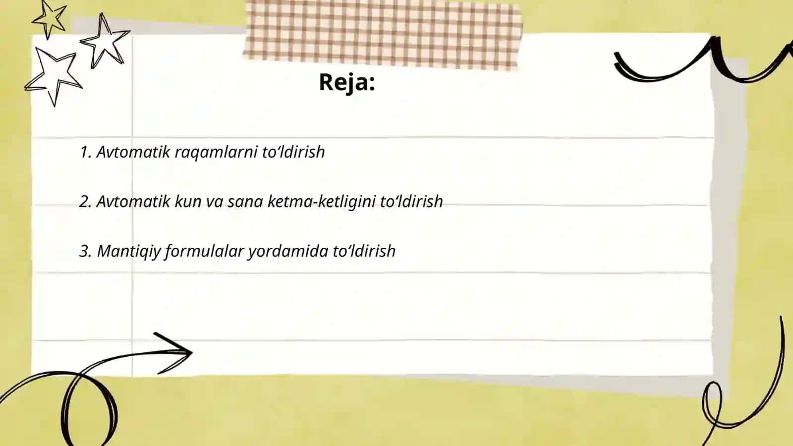 Avtomatik raqamlarni toʻldirish 2