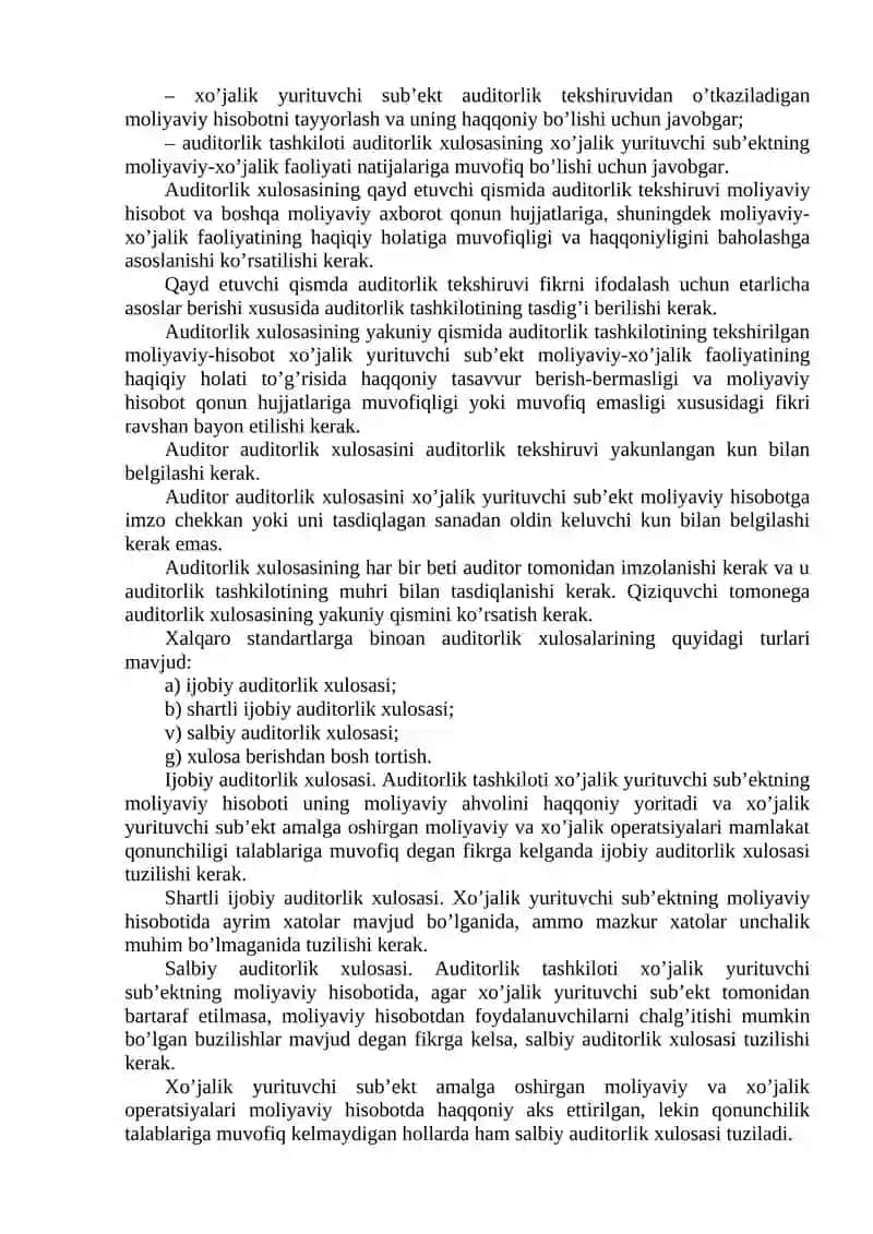 MAVZU. AUDITORLIK XULOSASI 2