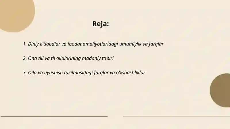 Dunyo xalqlari madaniyatidagi umumiylik va farqlar 2