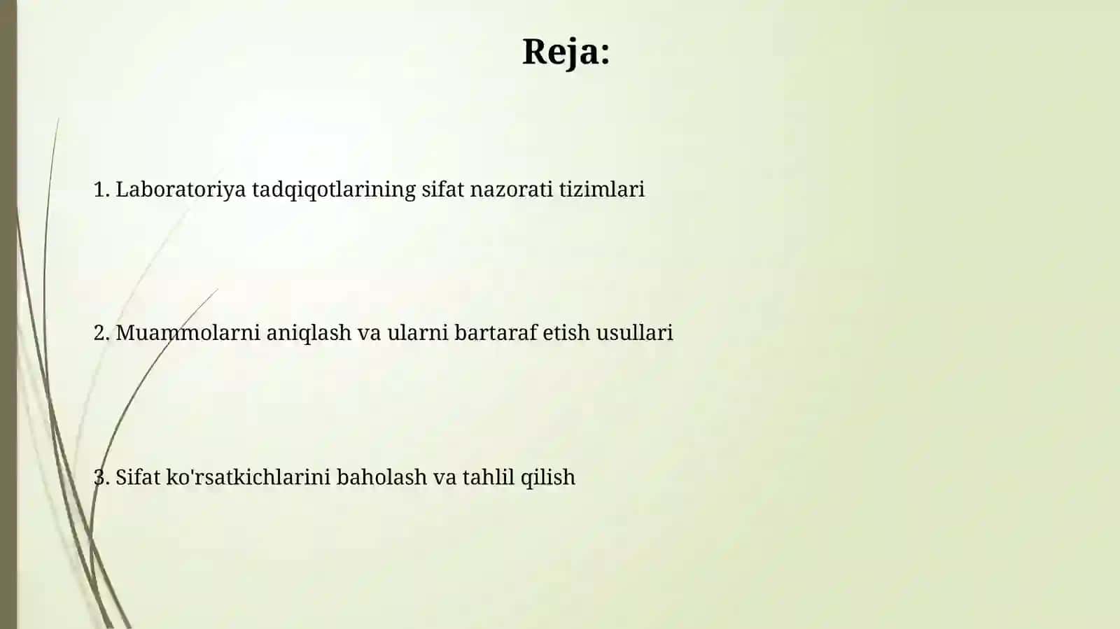 Laboratoriya taqdiqot sifatlarini nazorat qilish 2