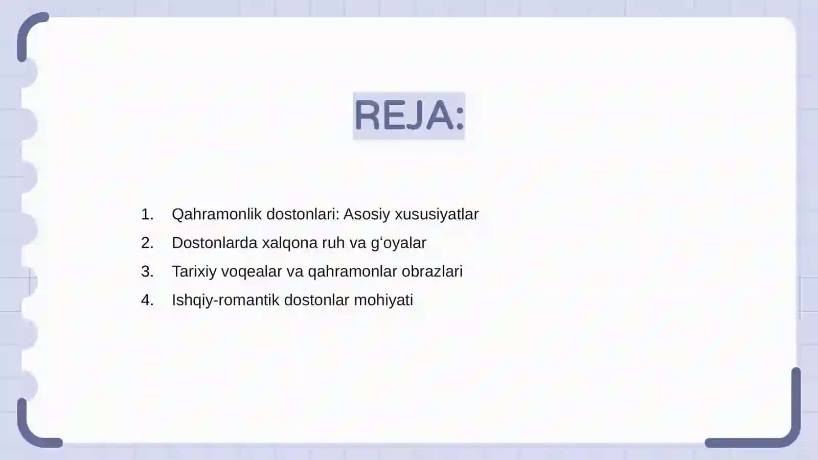Qahramonlik dostonlari: Asosiy xususiyatlar 2