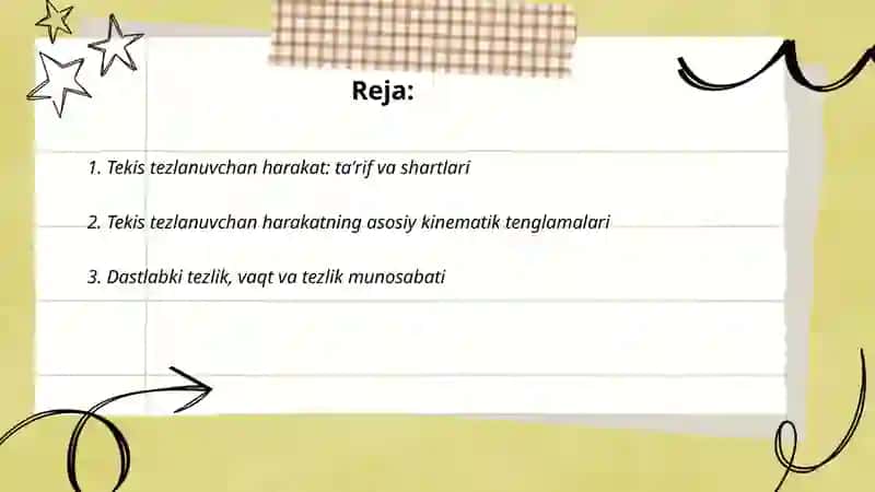 Tekis tezlanuvchan Harakat 2