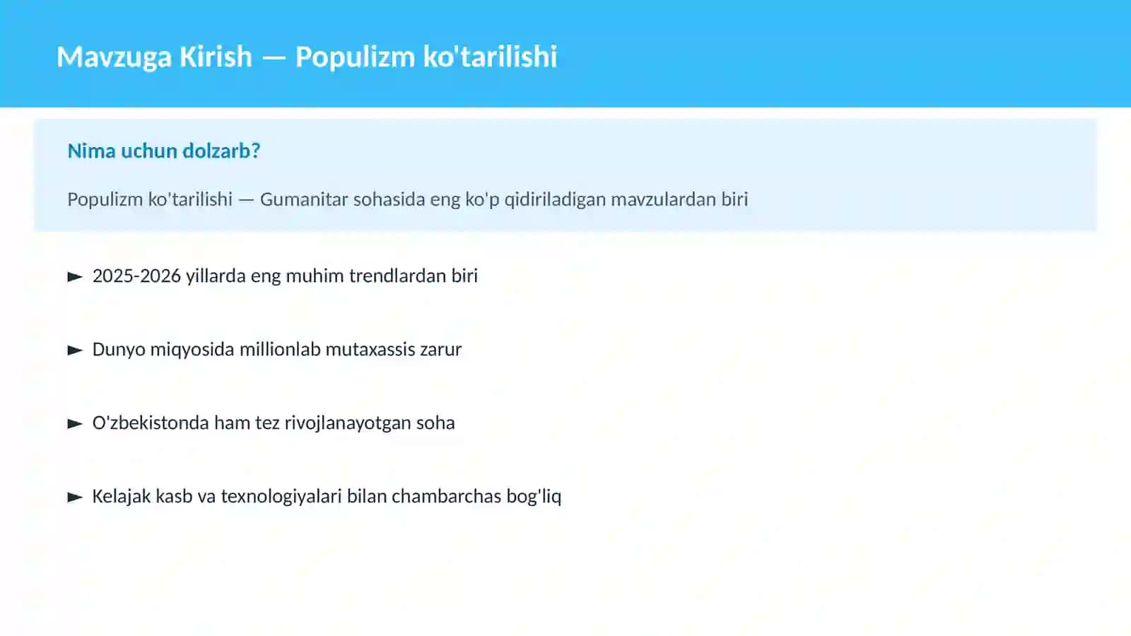 Populizm ko'tarilishi 2