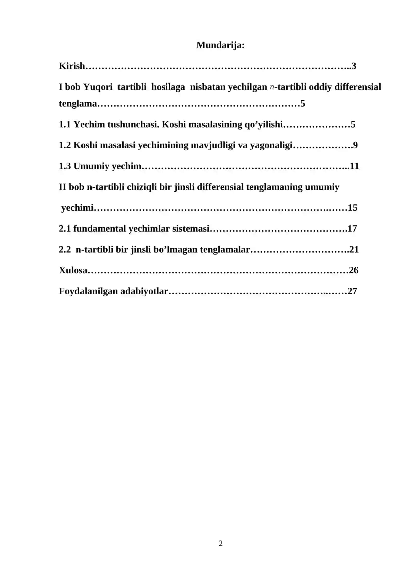 Oddiy differensial tenglamalar 2