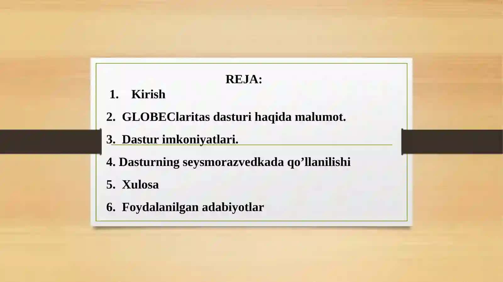 GLOBEClaritas dasturi 2