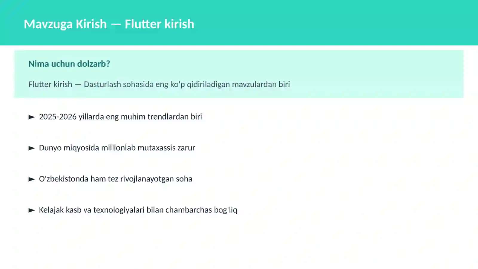 Flutter kirish 2