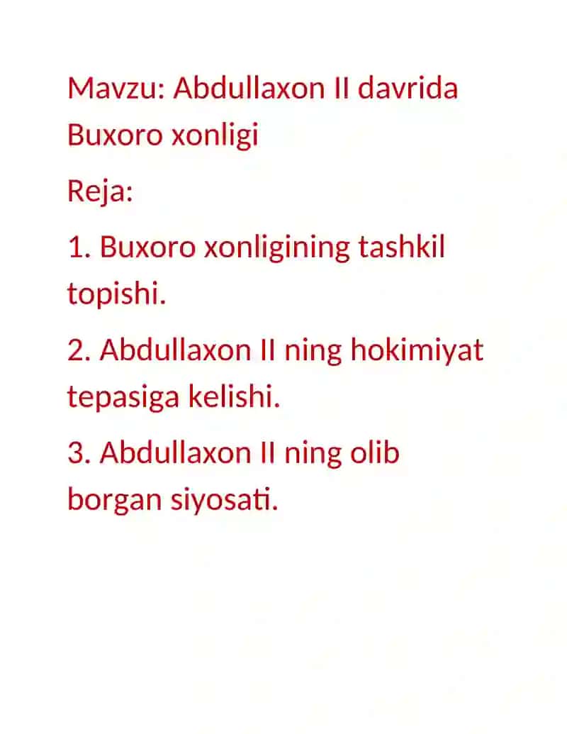 Abdullaxon II davrida Buxoro xonligi 2