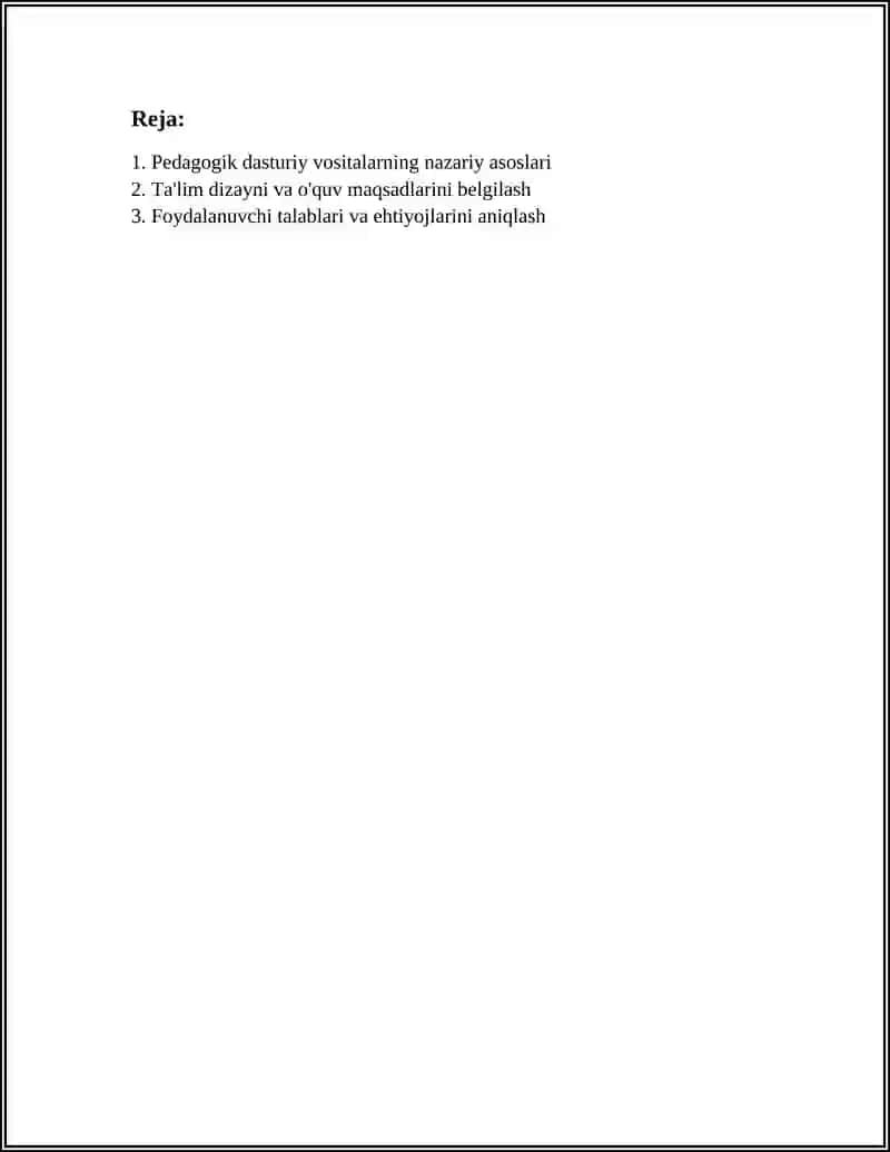 PEDAGOGIK DASTURIY VOSITALARNI LOYIHALASH 2