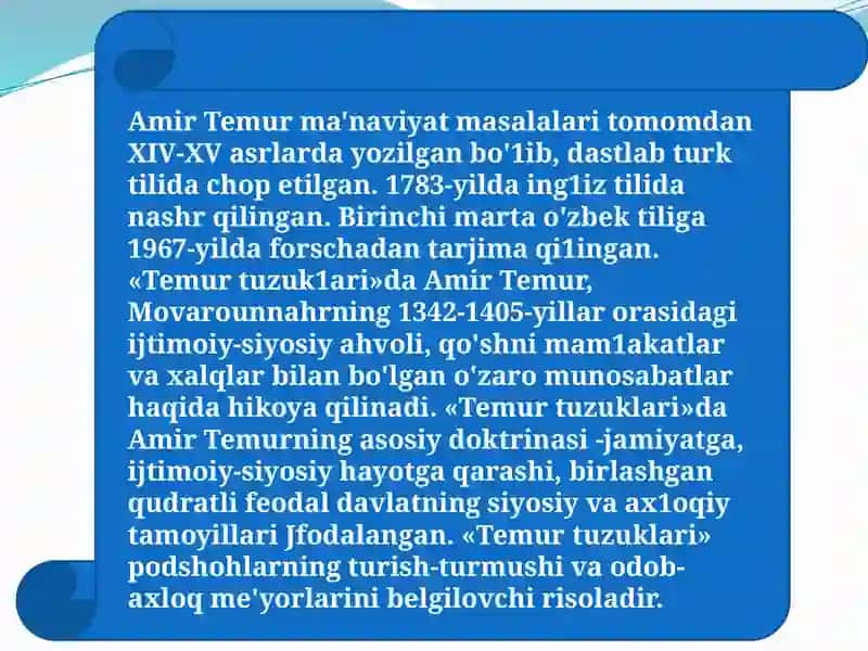 Amir Temur Tuzuklari 2