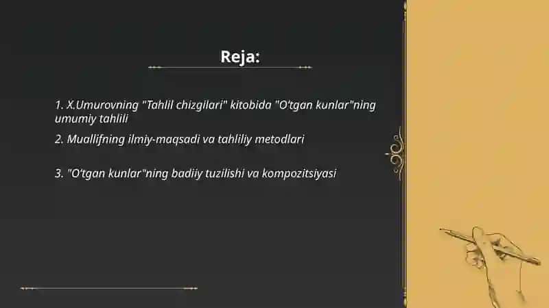 Oʻtgan kunlar badiiyati 2