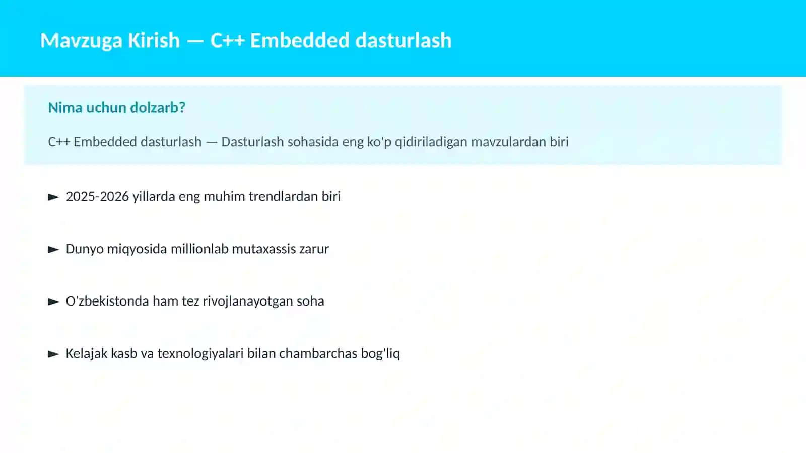 C++ VA TIZIM DASTURLASH 2