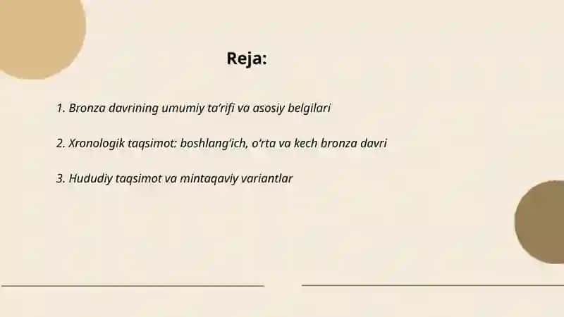 Bronza davrining umumiy tasnifi 2