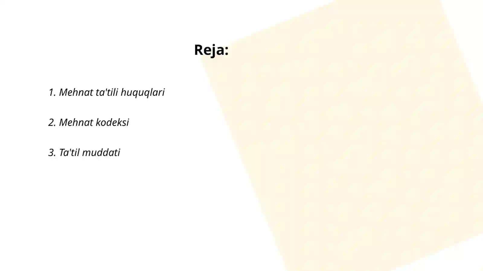 Mehnat ta'tili jadvalini tuzish 2