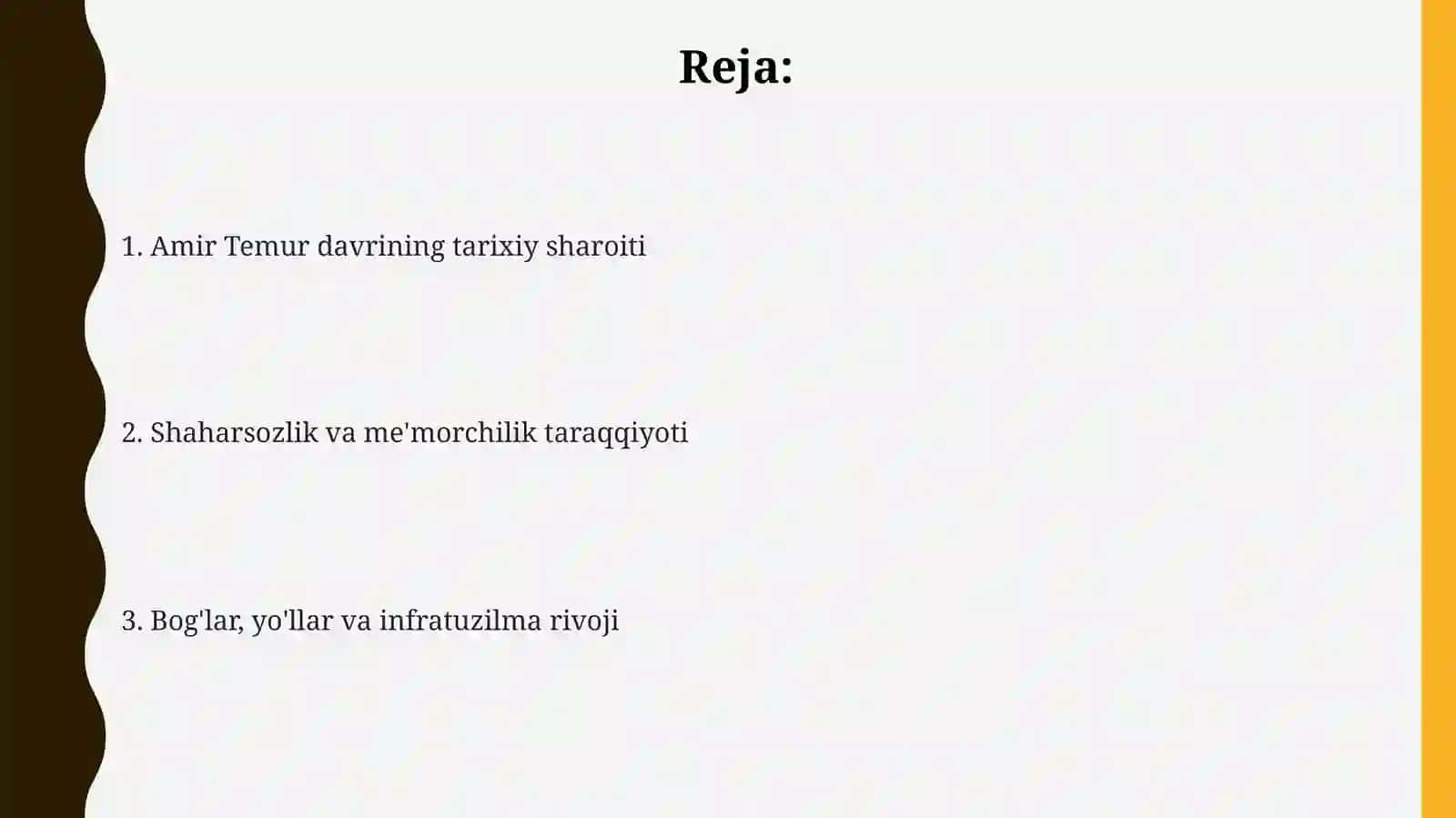 Aamir Temur davlatida obodonlashtirish bunyodkorlik 2