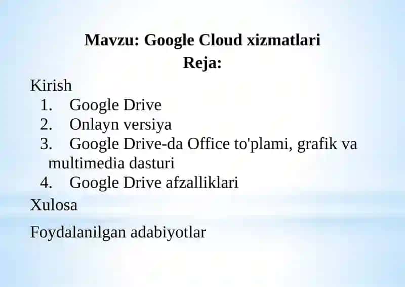 Google Cloud xizmatlari 2