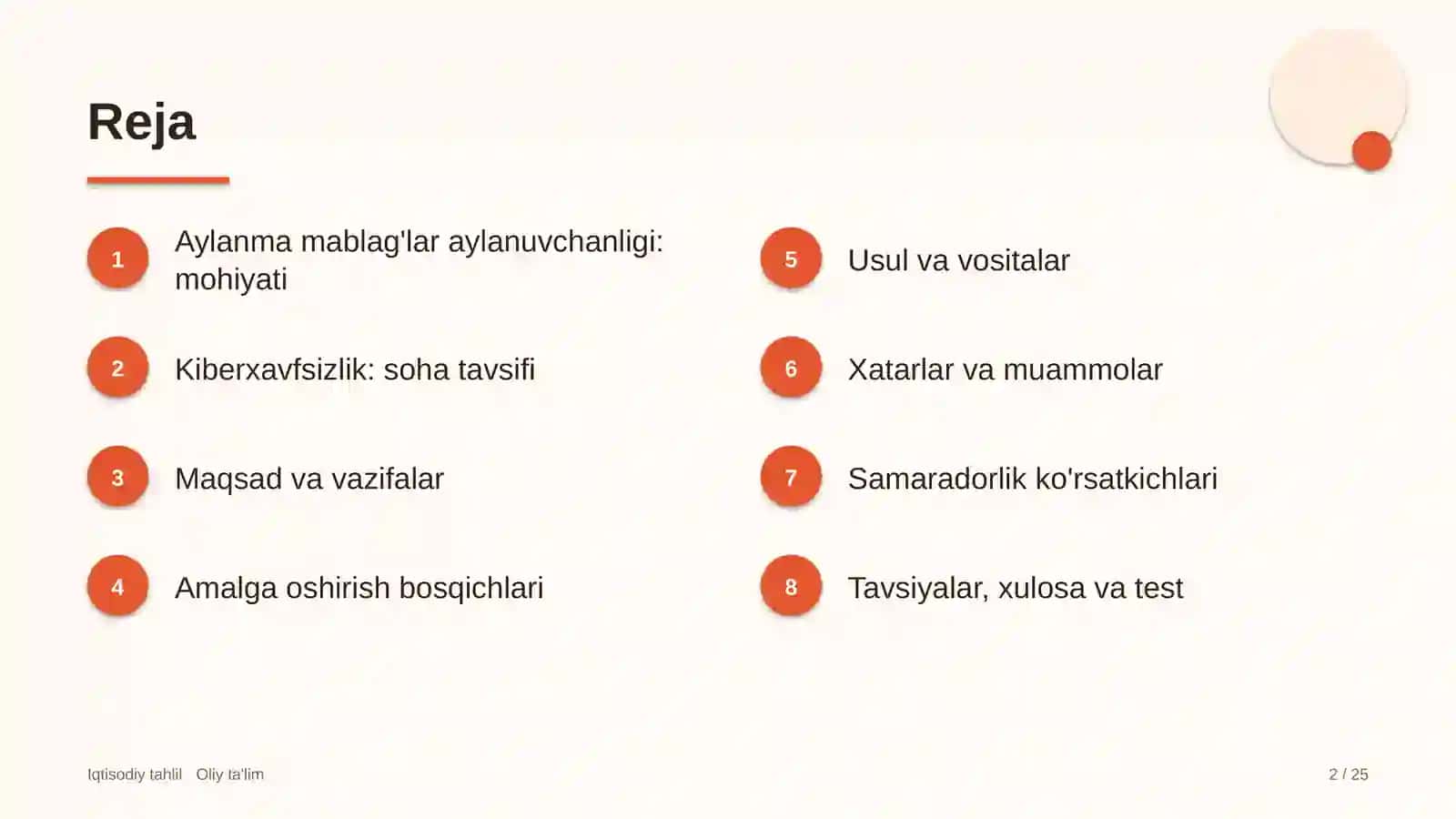 Kiberxavfsizlik sohasida aylanma mablag'lar aylanuvchanligi tahlili 2