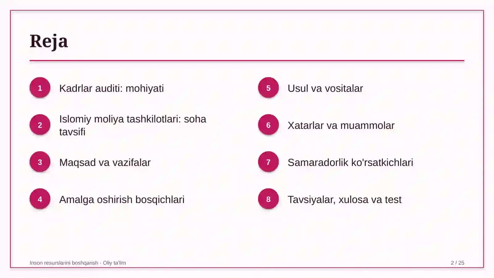 Islomiy moliya tashkilotlarida kadrlar auditi 2