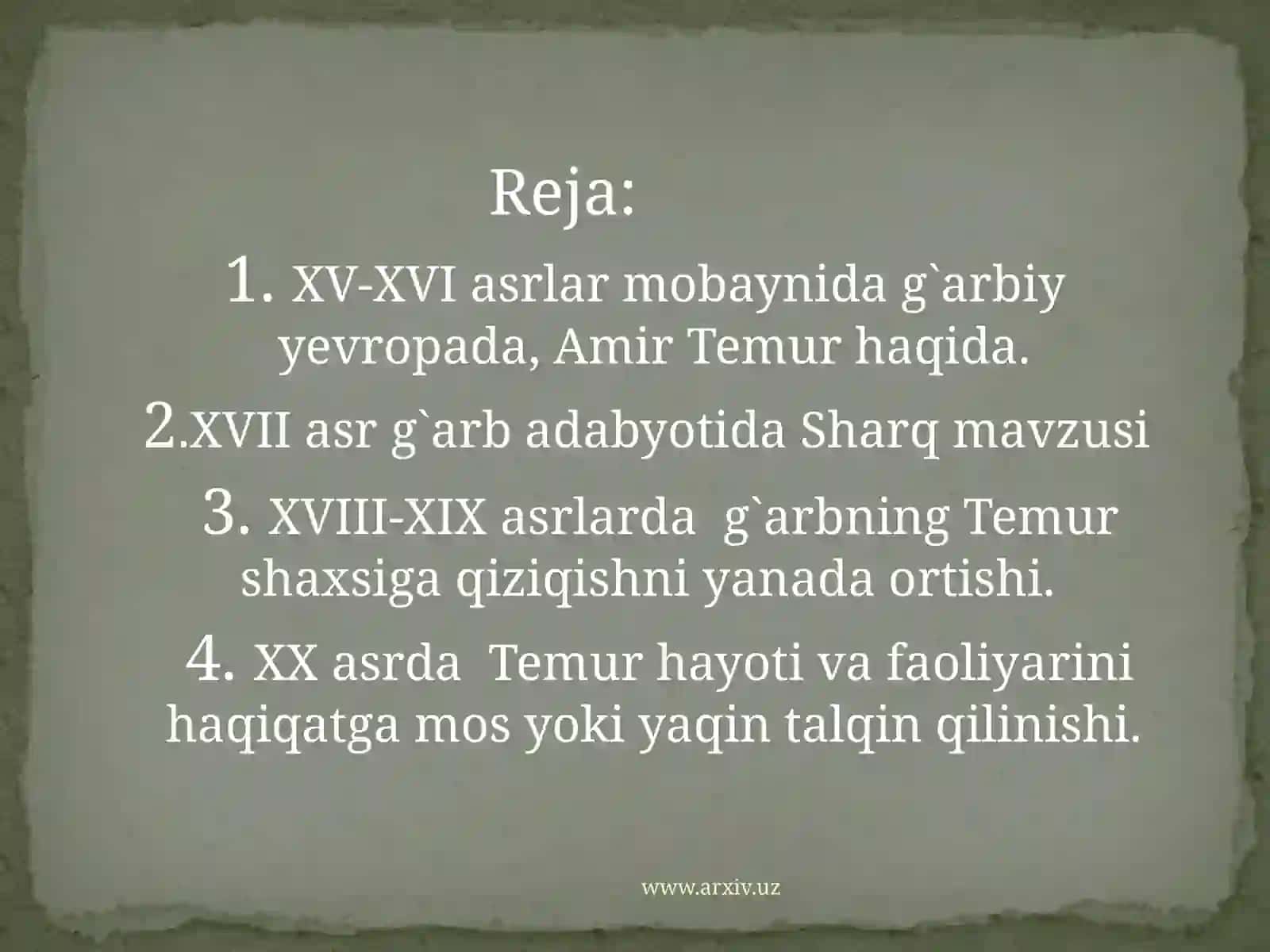 Amir Temur  G`arbni  larzaga  solgan  siymo 2