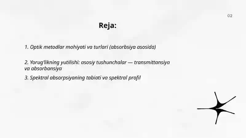 Optik metodlar moxiyati. Eritmalar tomonidan yorugʻlikning yutilish qonunlari 2