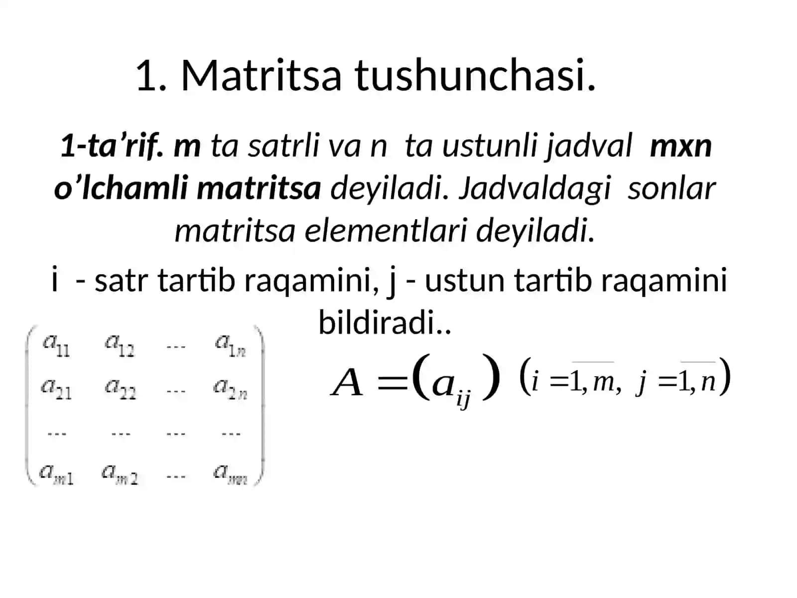 Matritsa tushunchasi 2