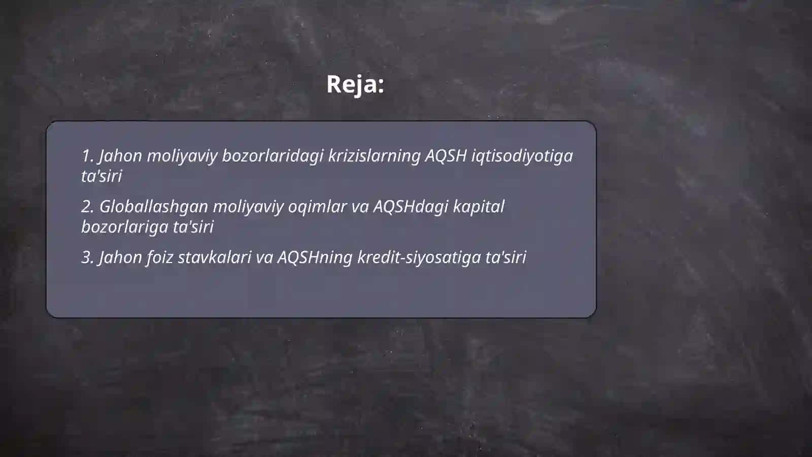 Jahon moliyaviy iqtisodiyotining AQSH iqtisodiyotiga ta'siri 2