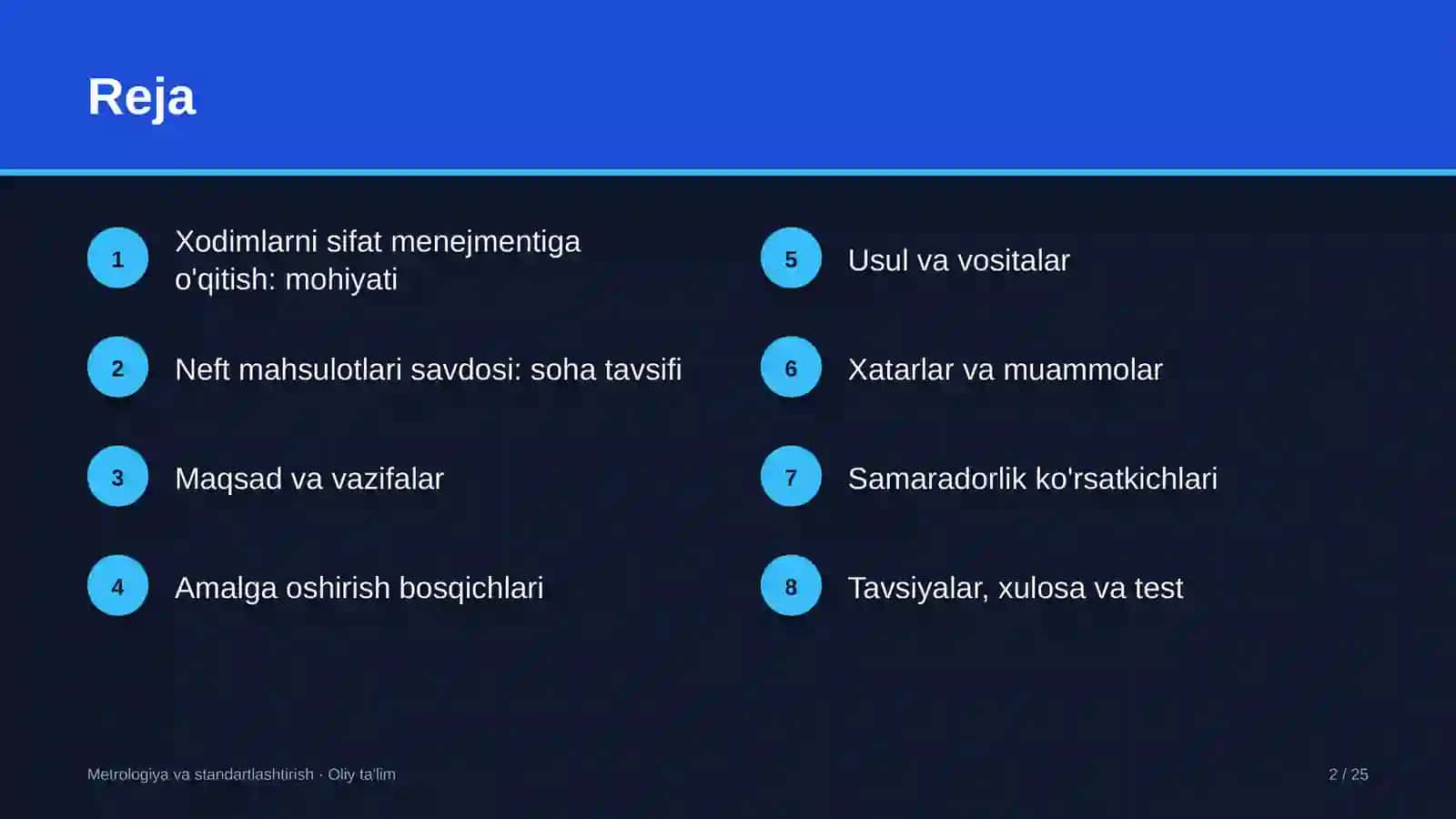 neft mahsulotlari savdosida xodimlarni sifat menejmenti bo'yicha o'qitish 6913 2