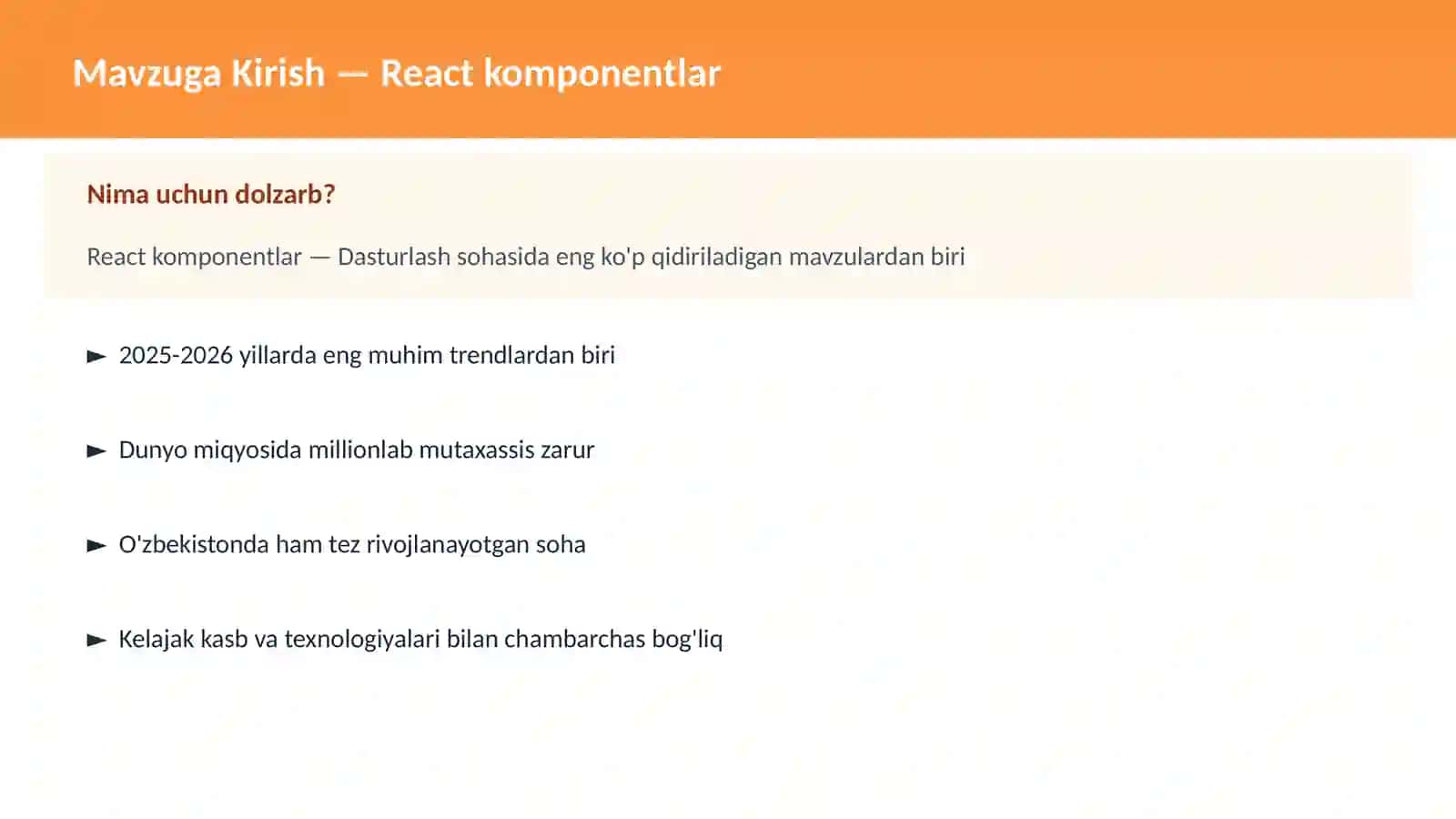 React komponentlar 2