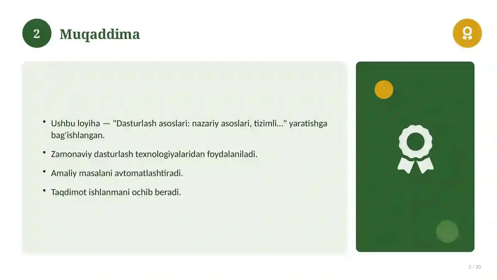 Dasturlash asoslari: nazariy asoslari, tizimli yondashuvda 2