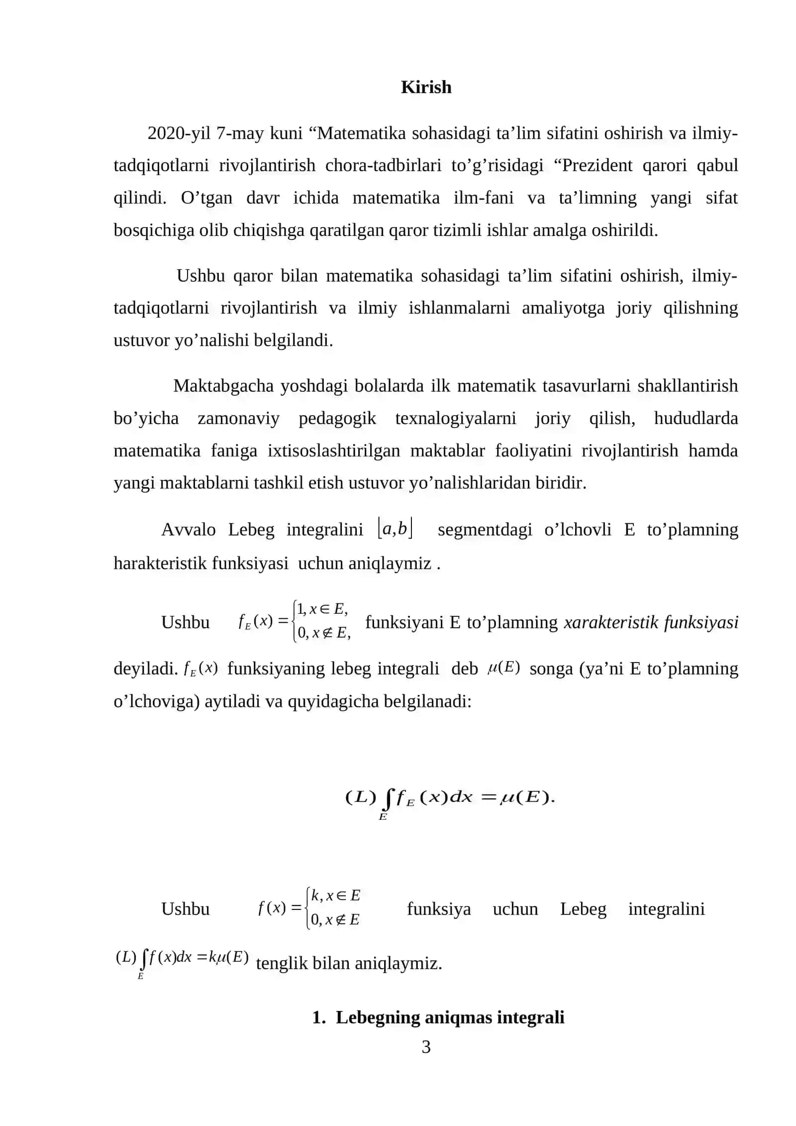 Lebegning aniqmas integrali 2
