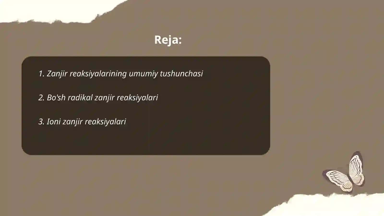 Molekulyar reaksiyalar zanjir reaksiyalar 2