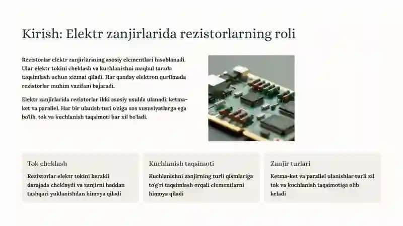 Elektr zanjirlarida rezistorlarning roli 2