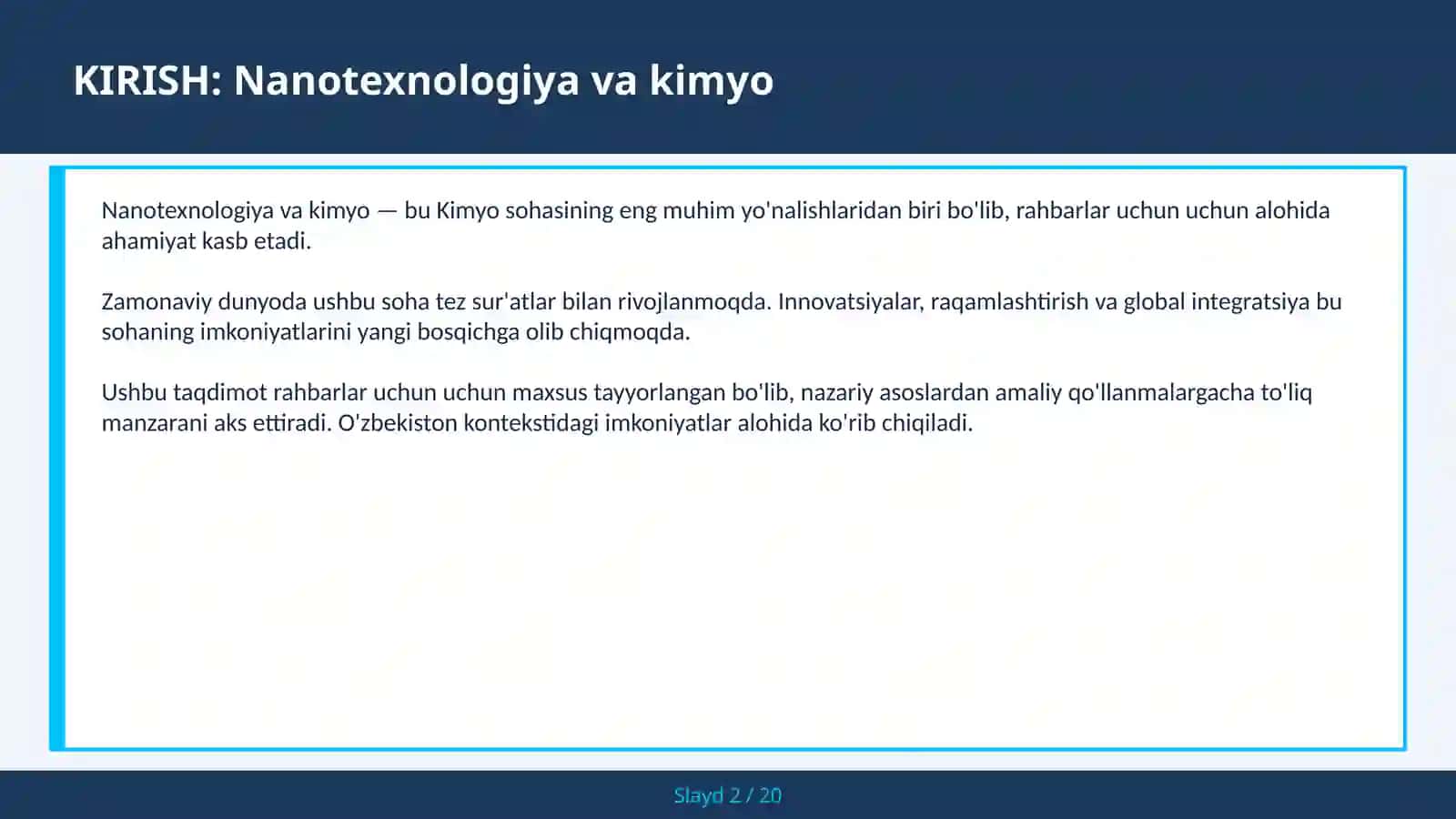 Nanotexnologiya va kimyo 2
