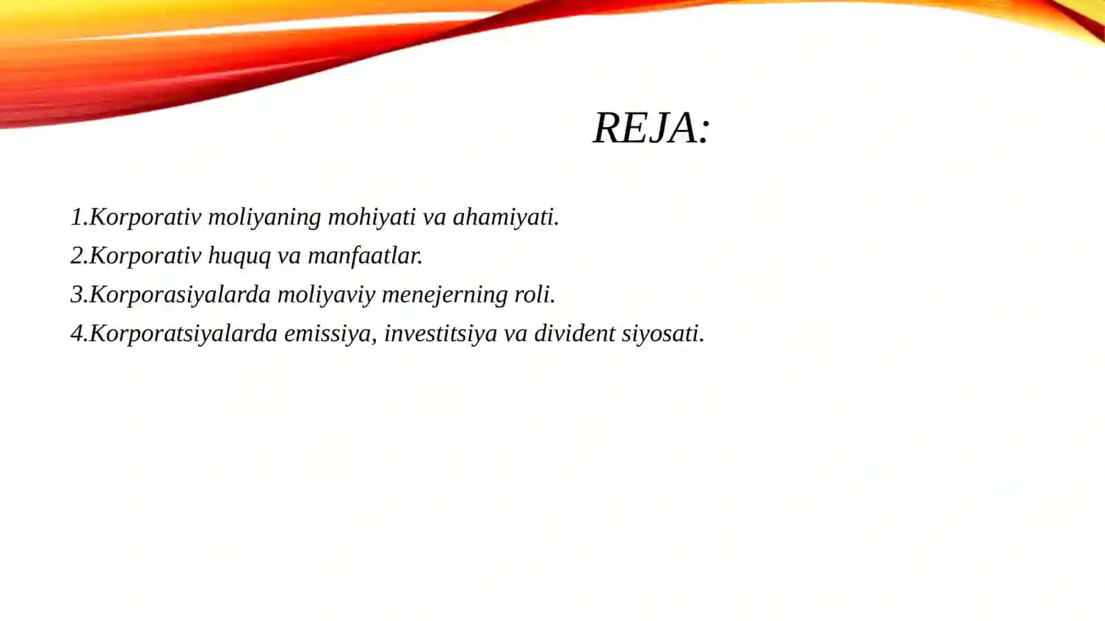 Korporativ moliya 2