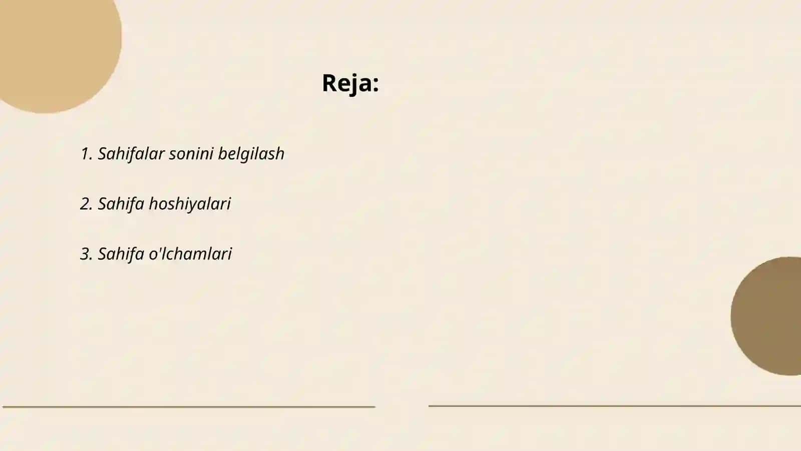 Sahifalar sonini belgilash 2