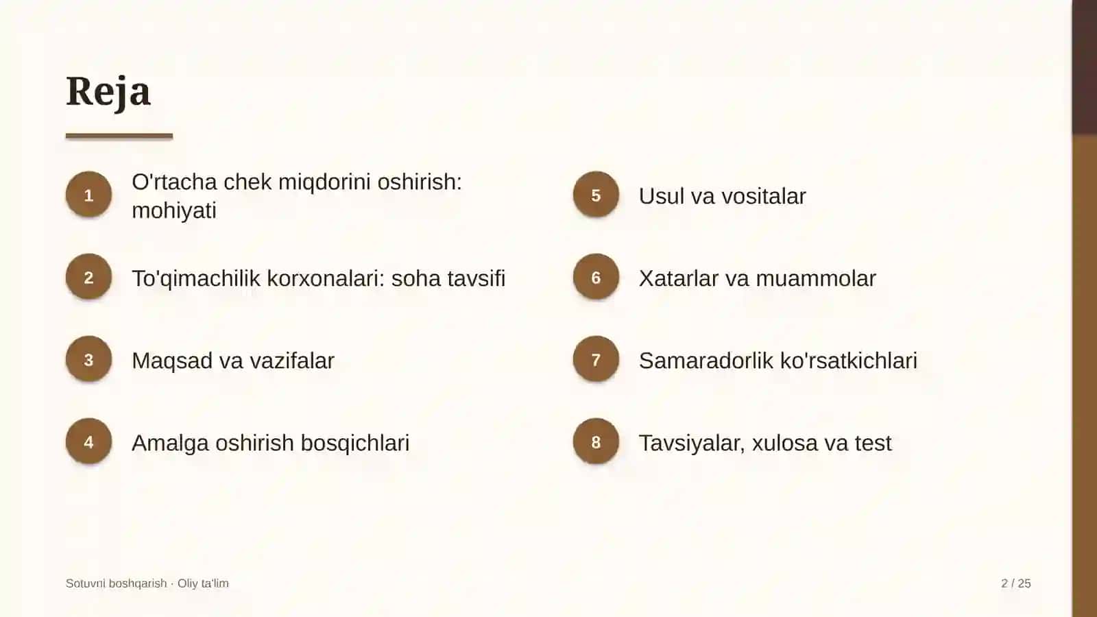 To'qimachilik korxonalarida o'rtacha chek miqdorini oshirish 2