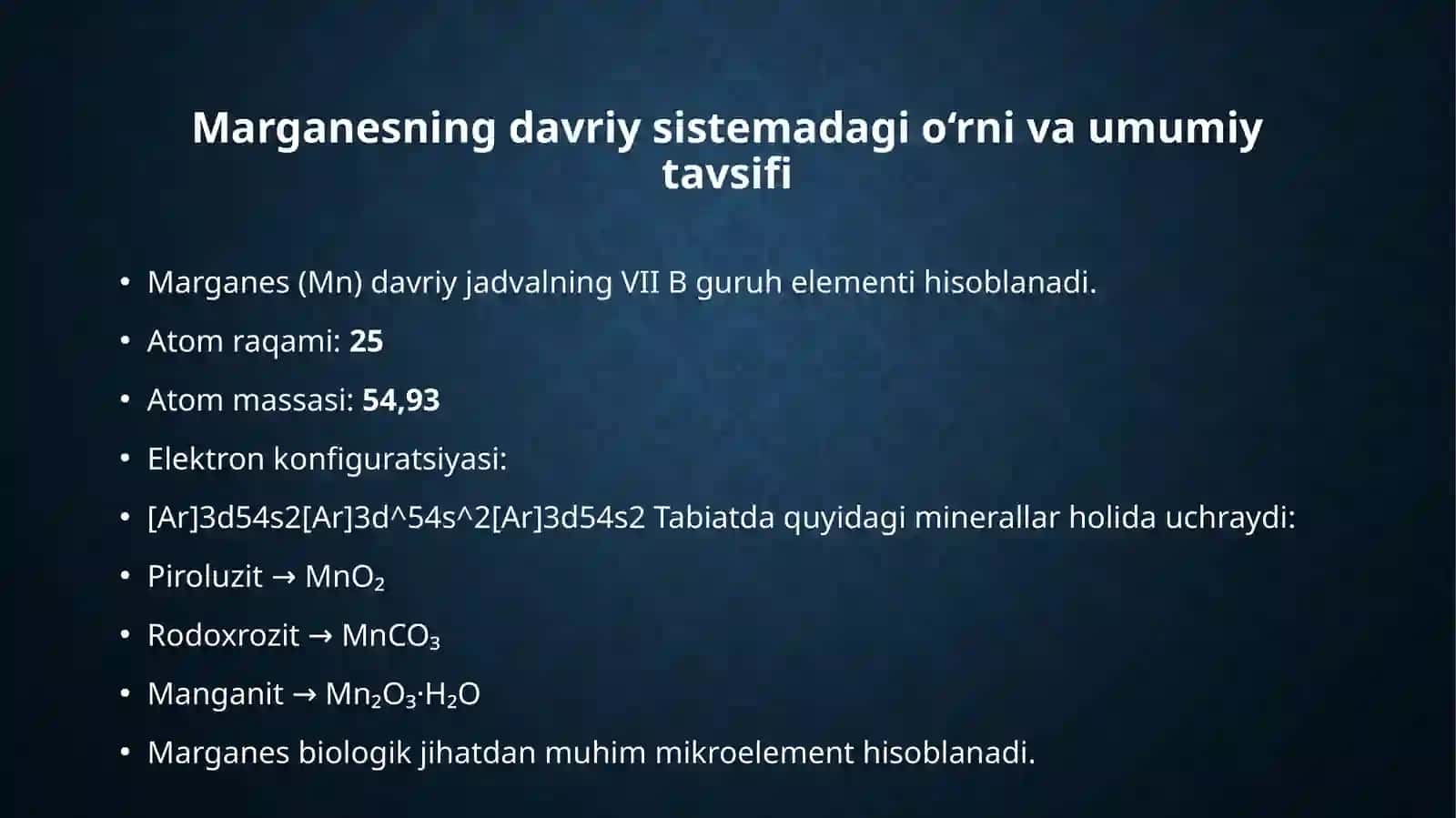 Marganes(VII) birikmalar va ularning xossalari 2