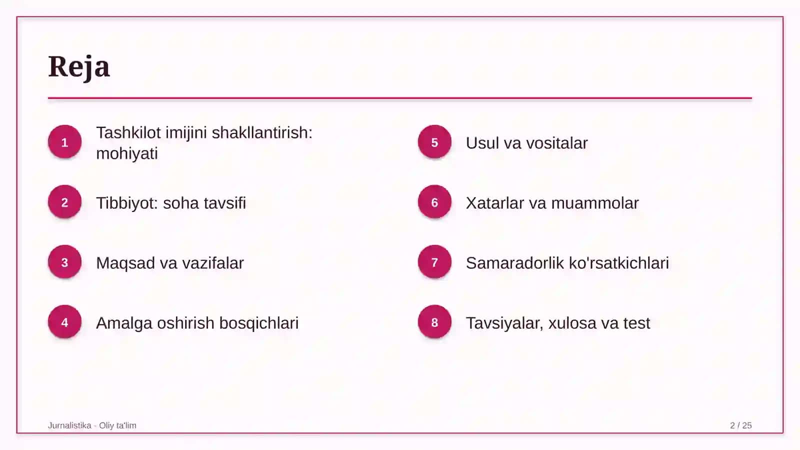 Tibbiyotda tashkilot imijini shakllantirish 2