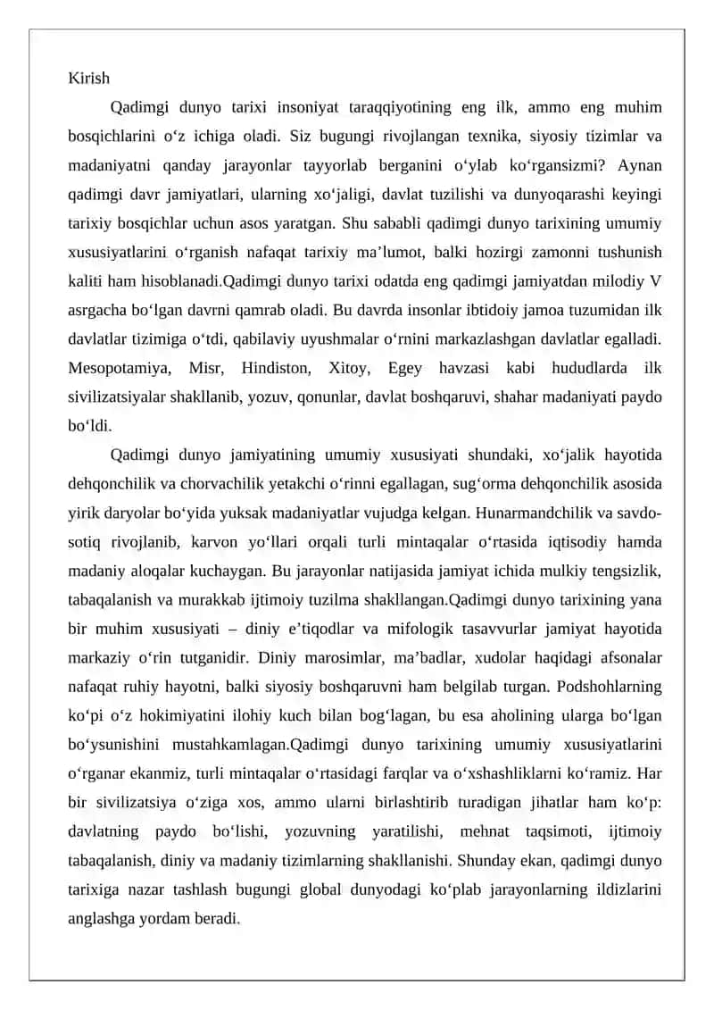 Qadimgi dunyo tarixining umumiy xususiyatlari 2